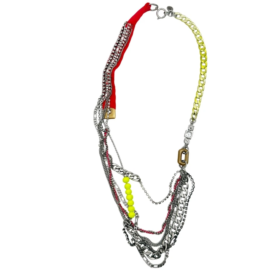 Collar de cadena largo multicapa Juicy Couture pedrería cuentas de neón oro plata