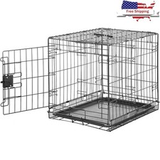 Durable Dog Crate Metal Wire W/ Locking Door Easy Setup Indoor Use