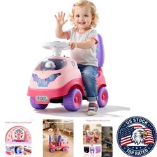 Pink Ride-On Toddler Push Car for Ages 19-36 - Musical Fun  48.5 lbs Capacity