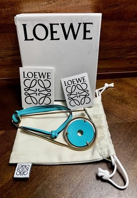 Loewe - Meccano Pin - Fall 2019 - Gold - Lagoon Blue Leather - New