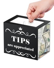 Acrylic Tip Box for Bartenders Plastic Money Storage Container with Acrylic