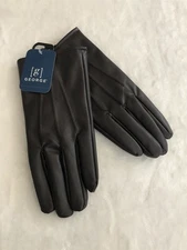 George Mens Faux Leather L-XL Med Brown Classic Driving Gloves Stretch Preppy