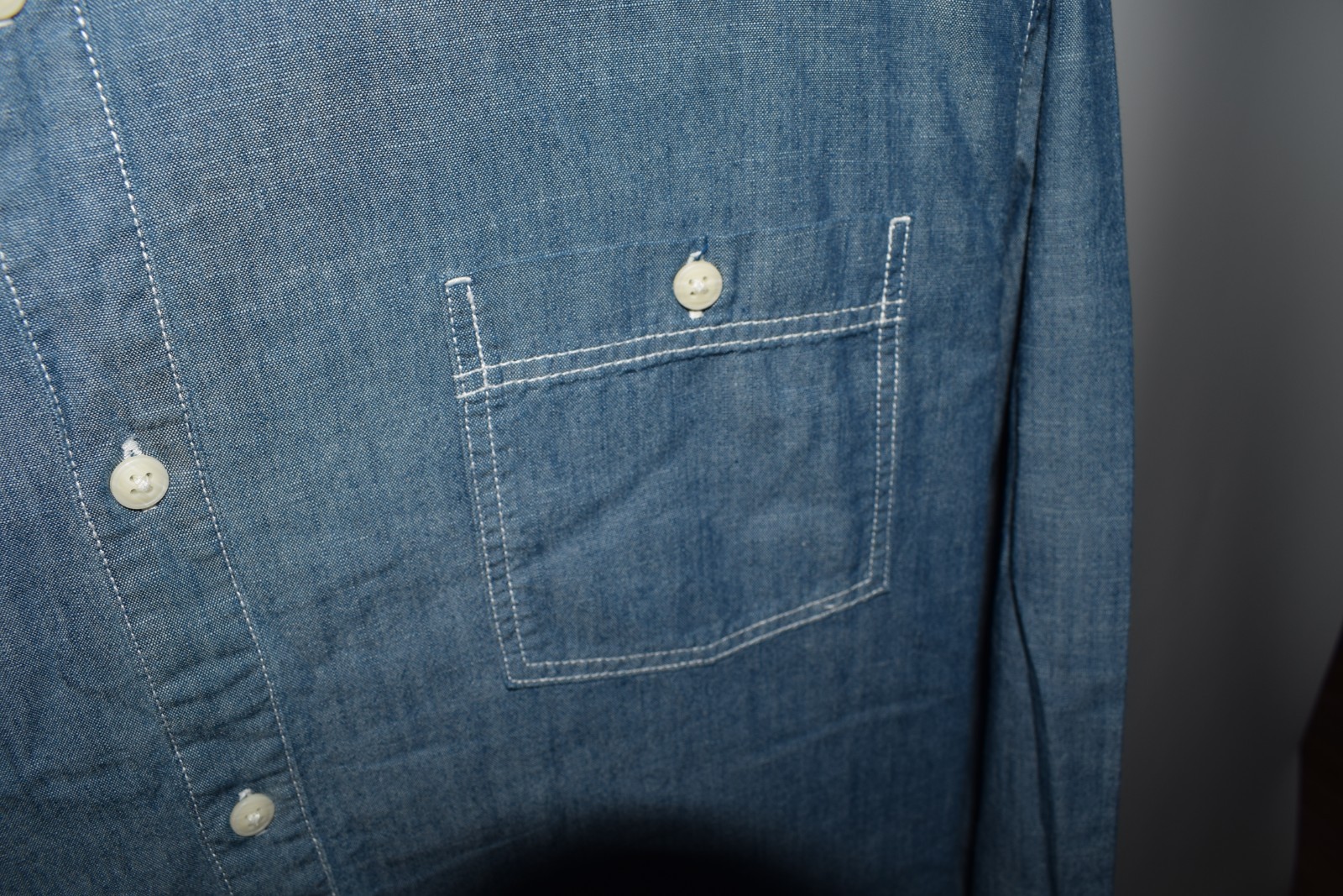 Edwin Simple Chambray Denim Button Front Long Sle… - image 4