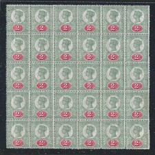 GB SG200 QV 1887 2d Grey Green & Carmine, Jubilee, UMM Mint Block, Cat £1500