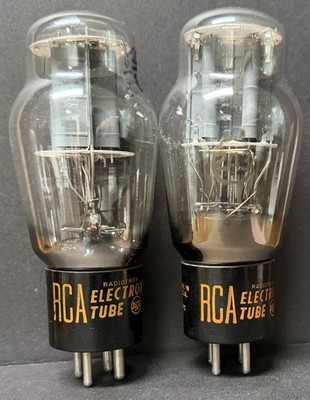 Two RCA Type 2A3 Triode Audio Amplifier Radio Vacuum Tubes - Test Good!