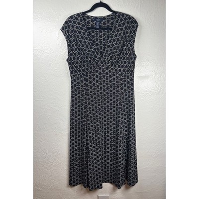 Chaps Dress XL Geometric Knee Length Office Siren Preppy Brunch Wedding Guest