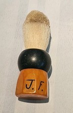 Vintage Rubberset 400N Shaving Brush โ Nylon Plastiset Amber & Black Made in USA