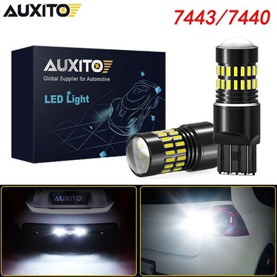 White Bright 7443 7440 LED Reverse Backup Light Bulbs 6000K Canbus Error Free US
