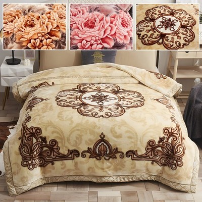 2-Ply Raschel Blanket Fluffy Soft Cozy Thick Warm Winter Dorm Bed Throw 4.4-8Lbs