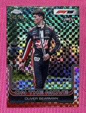2025 Topps Chrome F1 Oliver Bearman On The Move Green Checker Refractor /199 RC