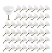 Biugaaufai 50 Pack White Ceramic Cabinet Knobs, Round Ceramic Door Knobs