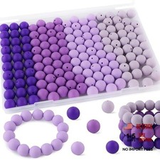 160Pcs Silicone Beads Mix Color - Bulk - 12mm Purple - Keychain