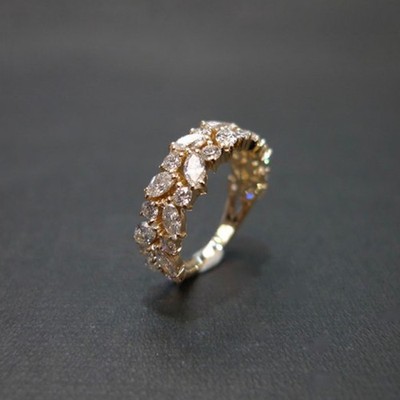 Exklusives Band 1,25 ct Lab Created Multi Shape Diamond 14k Yellow Gold E F VVS2