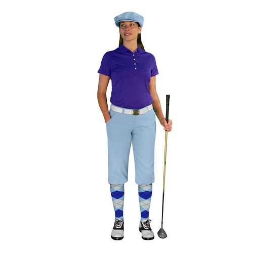 Golf Knickers Light Blue Microfiber (Plus Fours) for Ladies, Sizes 0-20 - Foto 3 di 9