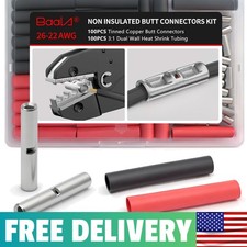 Durable 100 PCS 26-22 AWG Butt Splice Connectors  3:1 Tubing for All Uses