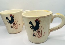 Vintage Ceramiche ll Nodo  Rooster Mugs Italy Set/2