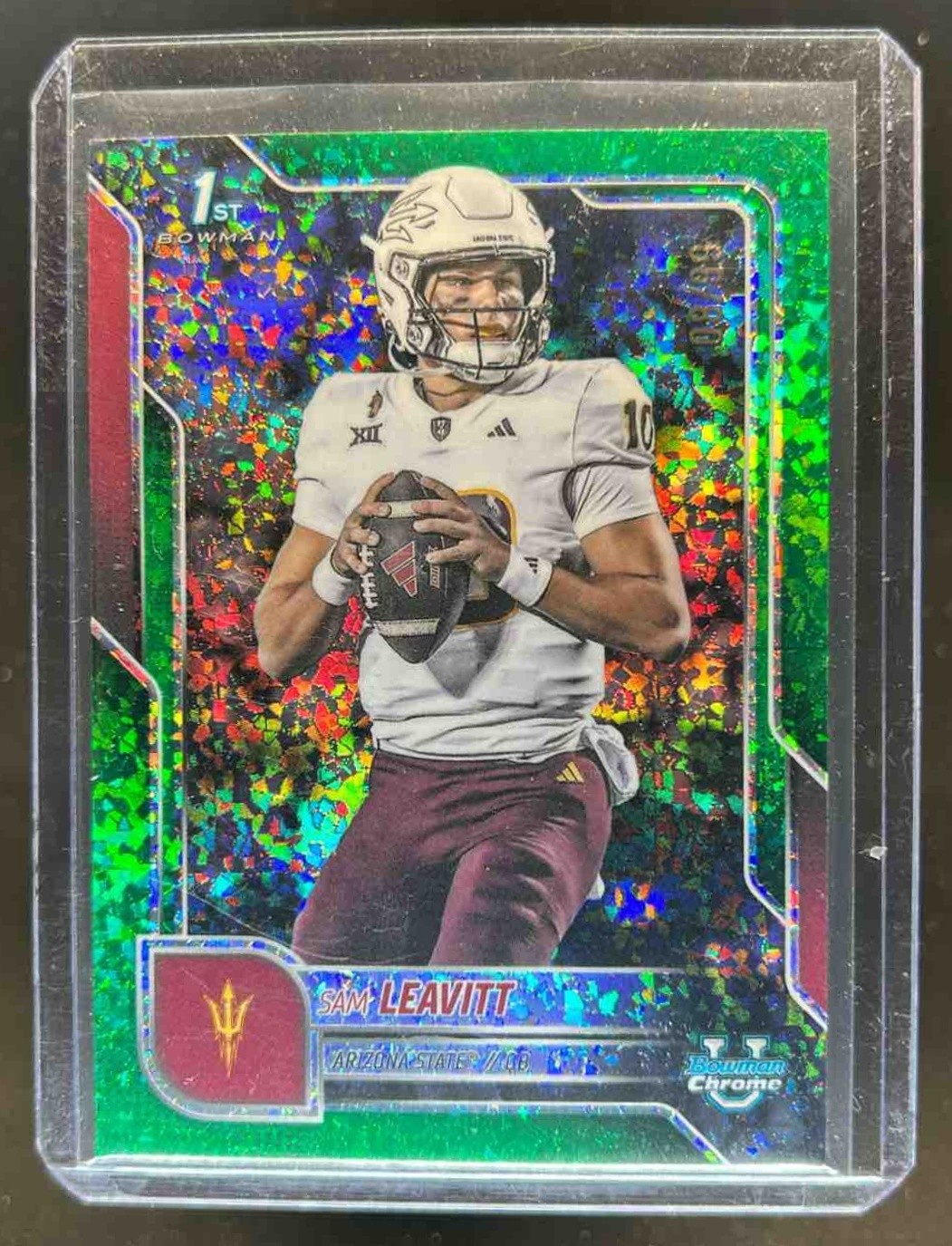 2025 Bowman Chrome U Sam Leavitt Green Mini-Diamond Refractor 1st #/99