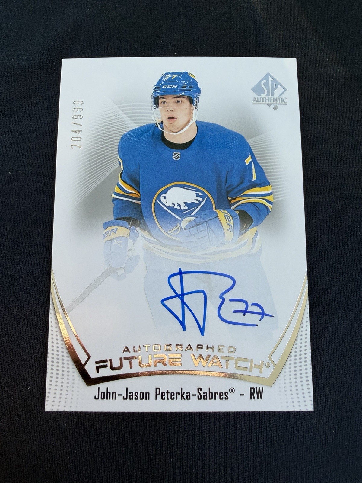2021-22 SP Authentic Future Watch Auto 204/999 John-Jason Peterka Buffalo Sabres