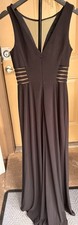 Morgan & Co. Black Satin Mesh Cut Out V-Neck Sleeveless Gown Zip Closure Size 3