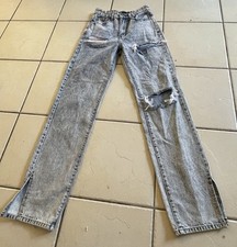 Nasty Gal Women's Jeans Blue Denim Distressed Ankle Split Stretch Size 8