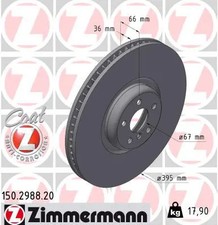 2x Bremsscheibe innenbelüftet 150.2988.20 ZIMMERMANN für BMW 7