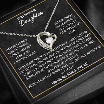 Birthday Forever Love Necklace Gift Set for Daughter with Message Card from Dad