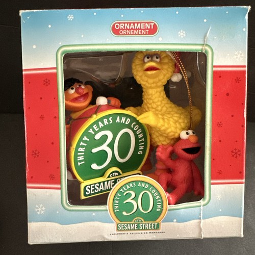Ornamento Sesame Street "30 anni e contando" Big Bird Ernie Elmo 1998 in scatola