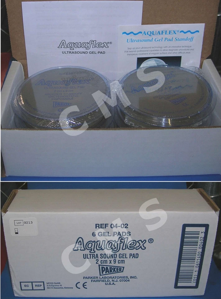 Parker Labs AQUAFLEX 04-02 Gel Pad 2x9cm Ultrasound Disposable Standoff 6/CASE !