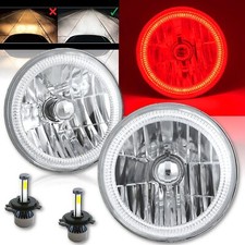 7 Red Cob Led Halo Angel Eye Headlights 6k 4000lm Led Light Bulb Headlamp Kit