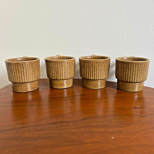 Monmouth Pottery Mojave Brown Stoneware Coffee Mugs USA Vintage Lot of 4 MCM - Picture 4 of 6