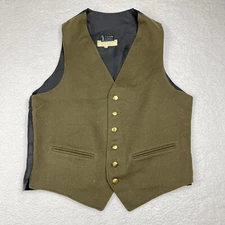 Vintage Wool Vest Doeskin West Of England Brass Button Strawbridge Size 40