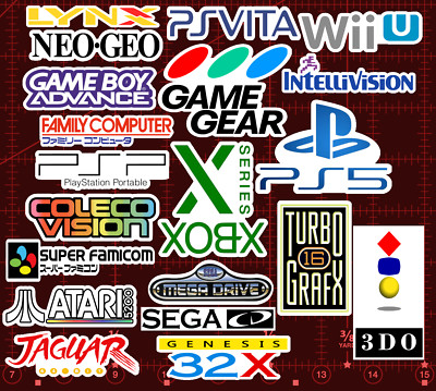 20 Video Game Console Logo Stickers - White, Clear or Holographic - PS5 Xbox