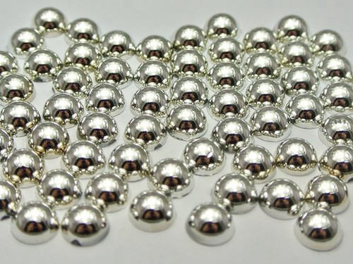 200 Metallic Silver Flatback Round Half Pearl 8mm Scrapbook Nail Art Craft - Picture 4 of 5