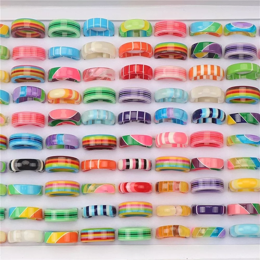 Colorful acrylic rings online