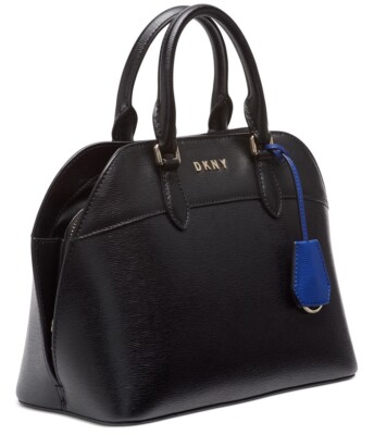 DKNY BOBI LEATHER SATCHEL IN BLACK NWT