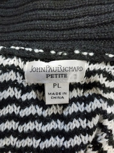 John Paul Richard - ladies Petite black & white ls acrylic sweater - size PL - Picture 4 of 6