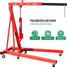 Motorheber Werkstattkran Hydraulisch Klappbar 2T 2000kg Getriebeheber mit Rollen