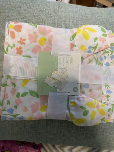 Mommy & Me Matching Family Pajama Sleep Set White Floral Kids US Size 8