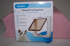 Depets Medium/Large Magnetic 4-Way Cat Locking Flap Door White NEW in Open Box