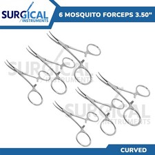 6 Mosquito Forceps 3.50" Curved German Grade Stainless Steel