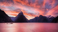 Landscape snowy peak sunset red sky Custom Gaming Mat Desk
