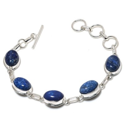 Bracelet En Argent 925 Avec Tanzanite - Fait Main, Ajustable, Pierre Bleue