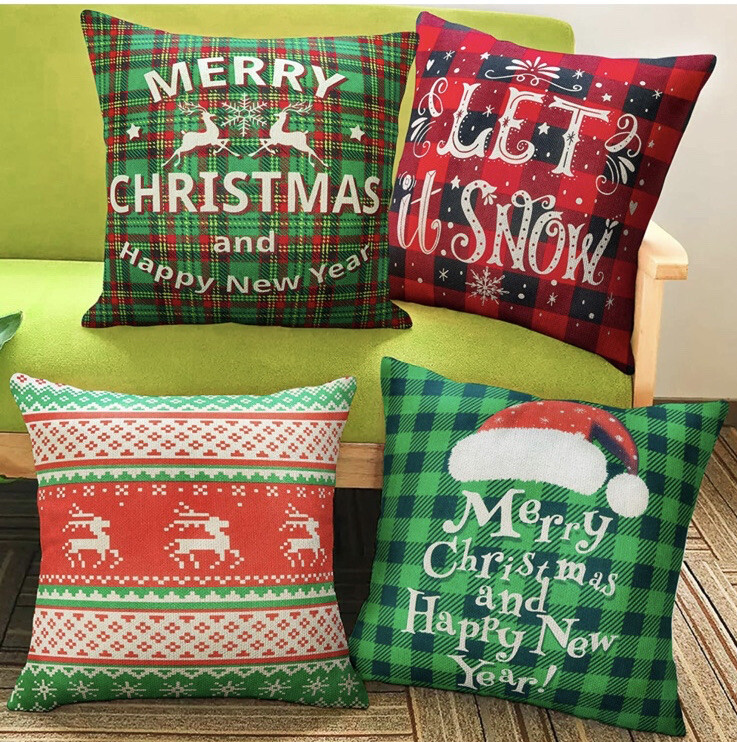 christmas throw pillow case covers set of four 18x18 inches holiday