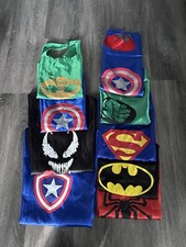 Superhero Fun Party Costume Child Capes Lot Of 9 Venom Batman Superman Hulk