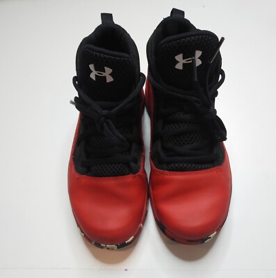 Under Armour Boys Lockdown Red Basketball Sneakers Size 3 Youth - Sporty Style, 