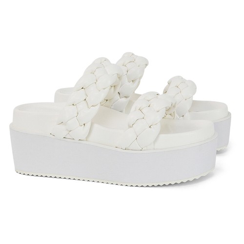 Womens Platform Sandals Ladies Slip On Wedge Heel Woven Strap Shoes Size 3-8 - Picture 16 of 41