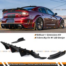 For 20-23 Dodge Charger Widebody Led Rear Bumper Diffuser Side Extension Spat For 20-23 Dodge Charger Widebody Led Rear Bumper Diffuser Side Extension Spat