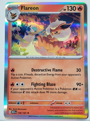 FLAREON HOLO 5/113 ブースター 英語版 ポケットモンスター HOLO Flareon 136/165 NM / M - 151 Scarlet Violet Pokemon Card | eBay