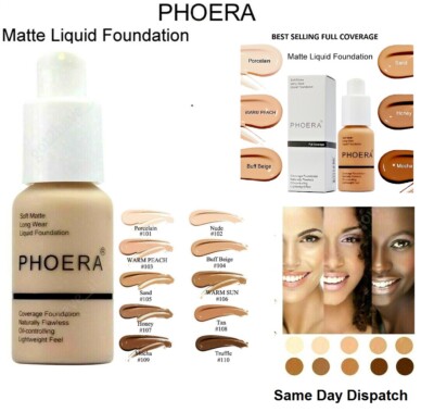 PHOERA  Foundation Concealer Full Coverage Makeup Matte Brighten Longlasting UK
