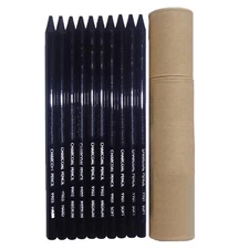 10pcs Non-wood Black Charcoal Student Artist Sketch Drawing Pencils Assorted Set